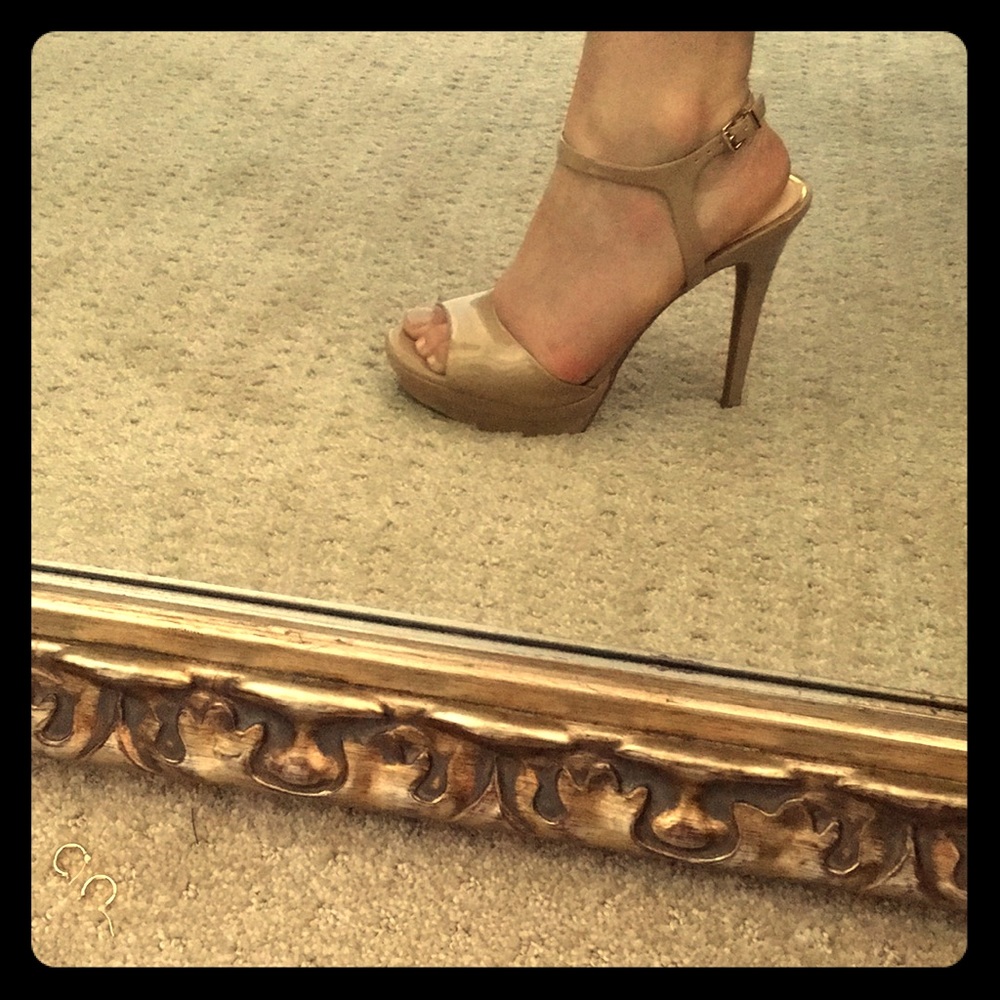 Patent Nude Platform Sandal